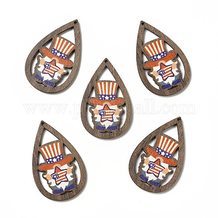 Односторонние подвески из осины с принтом на тему американского флага WOOD-G014-01F-1