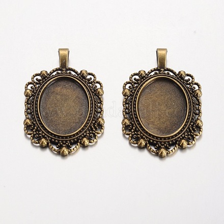 Овальные сеттинги тибетский стиль сплава кулон кабошон PALLOY-K109-94AB-NR-1