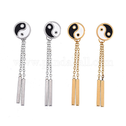 Feng Shui 304 Stainless Steel Chain Tassel Earrings EJEW-I248-37-1