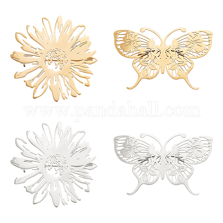 Dicosmetic 4pcs 4 style broche papillon et fleur JEWB-DC0001-01-1