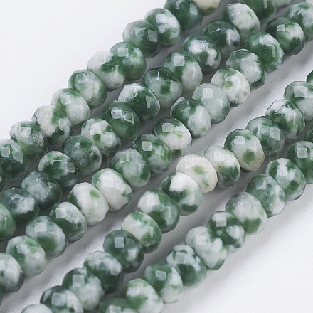 Chapelets de perles en jaspe à pois verts naturels G-P355-07-1