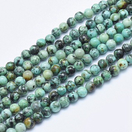 Brins de perles turquoises africaines naturelles (jaspe) G-E444-47-4mm-1