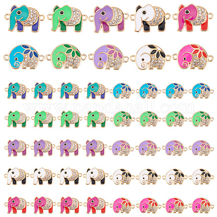 PandaHall Elite 50Pcs 10 Colors Alloy Crystal Rhinestone Connector Charms PALLOY-PH00022-25-1