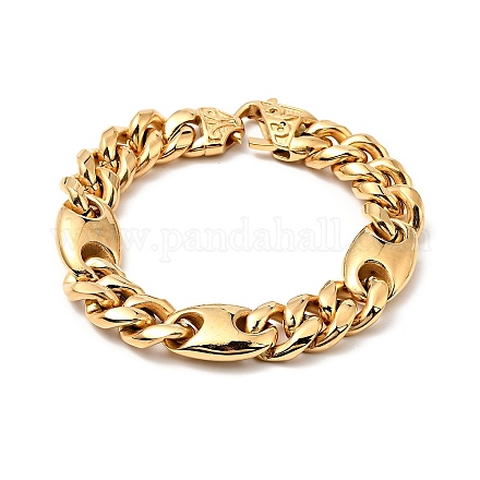 Placage ionique (ip) 304 bracelet en chaîne à maillons en grains de café en acier inoxydable pour hommes femmes BJEW-E009-19G-02-1