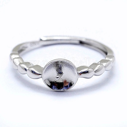 Adjustable 925 Sterling Silver Ring Components STER-I016-030P-1