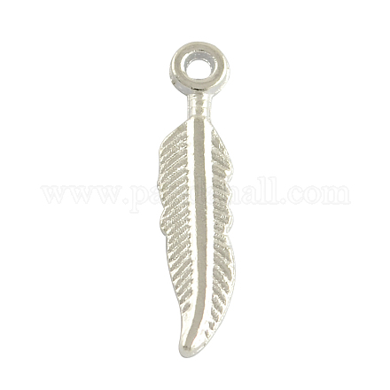 Tibetan Style Alloy Feather Pendants X-TIBEP-24166-AS-RS-1
