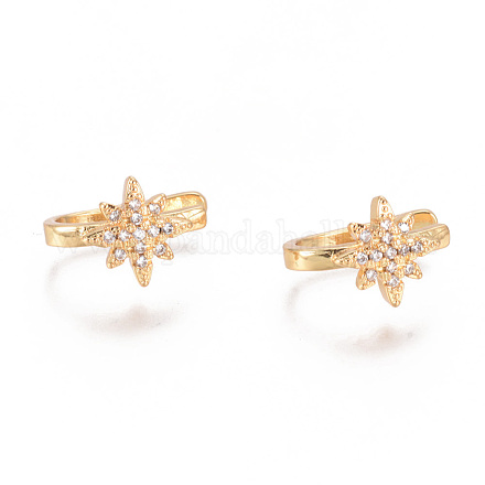 Golden Plated Brass Micro Pave Cubic Zirconia Cuff Earrings EJEW-L244-38G-1
