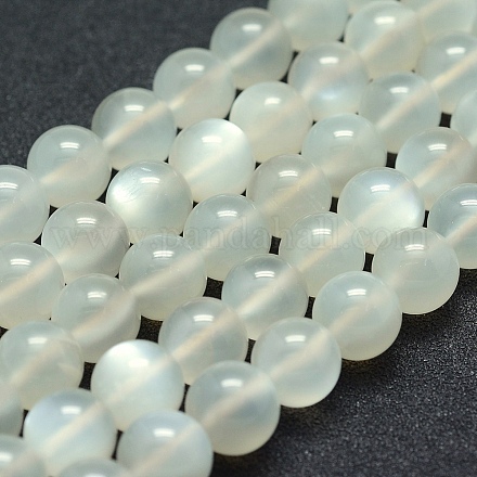 Natural White Moonstone Beads Strands G-P342-02A-10mm-A-1