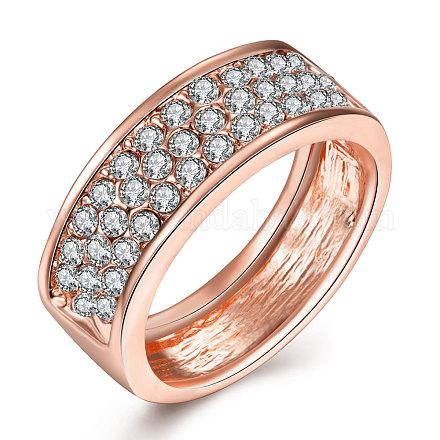 Aleación de estaño anillos de dedo de ancho banda checa partido rhinestone para las mujeres RJEW-BB15381-8RG-1