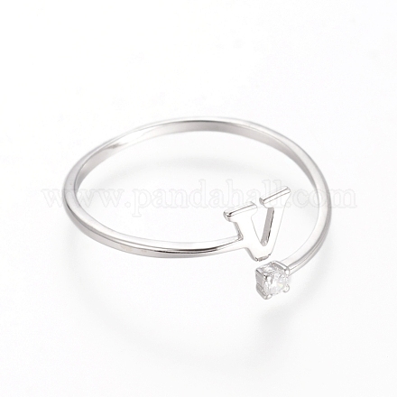 925 anillo de plata de primera ley con baño de rodio STER-D033-01V-P-1