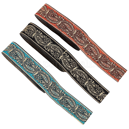 Fingerinspire 15m 3 estilos estilo étnico bordado cintas de poliéster OCOR-FG0001-47-1