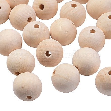 Perles en bois naturel non fini WOOD-Q008-30mm-LF-1