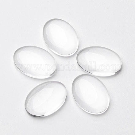 18x13MM Dome Oval Flat Back Transparent Clear Glass Cabochons X-GGLA-G016-1