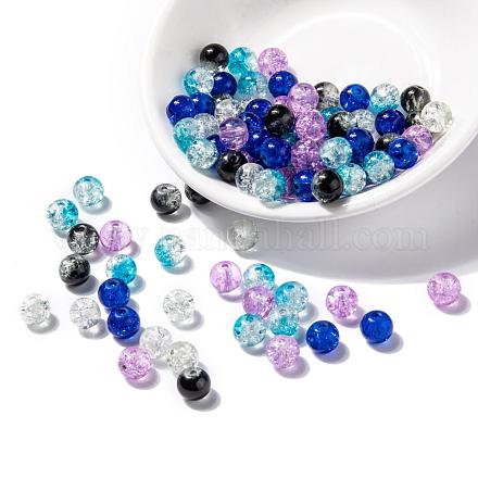 Perles de verre craquelé peintes DGLA-X0006-8mm-03-1