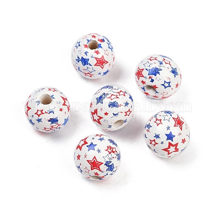 Тема Дня независимости деревянные европейские бусы WOOD-Z005-01B-02-1