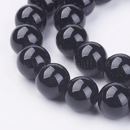 Chapelets de perles en pierre noire synthétique G-H1628-10mm-1-1