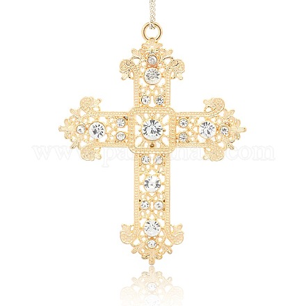 Alliage strass ton doré Latin Grosse pendentifs croix RB-J205-01G-1
