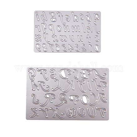 文字と数字のフレームの金属切断ダイスステンシル  DIYスクラップブッキング/フォトアルバム用  装飾的なエンボス印刷紙のカード  つや消しプラチナ  106x67x0.8mm  130x82x0.8mm DIY-PH0019-28-1