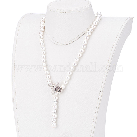 Collares colgantes de perlas naturales concha redonda NJEW-P232-B-1