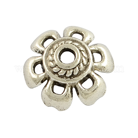 Tibetan Style Alloy Flower Bead Caps TIBEP-00976-AS-RS-1