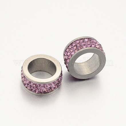Column 304 Stainless Steel Polymer Clay Rhinestone Beads RB-N039-01A-1