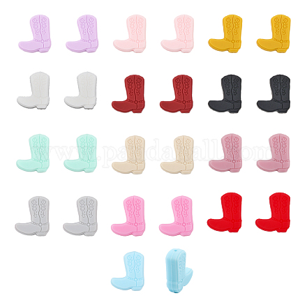 CHGCRAFT 26Pcs 13Colors Boot Shape Silicone Beads for DIY Necklaces Bracelet Keychain Making Handmade Crafts SIL-CA0001-89-1