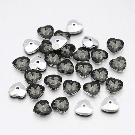 Back Plated Faceted Heart Taiwan Acrylic Rhinestone Beads ACRT-M07-8-06-1