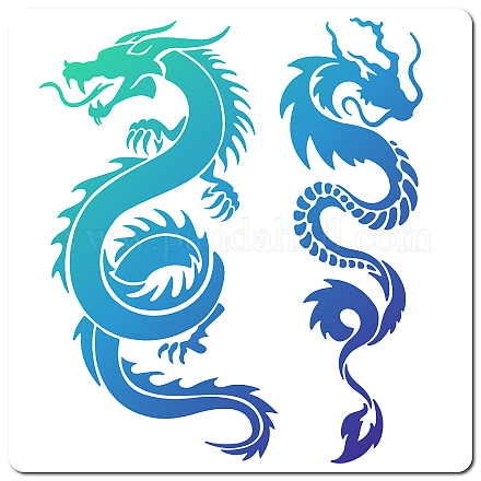 GORGECRAFT Dragons Stencils Templates 30x30cm Double Dragons Pattern Large Reusable Plastic Square Stencils Sign for Painting on Wood Wall Scrapbook Card Floor Drawing DIY Decor Crafts DIY-WH0244-138-1