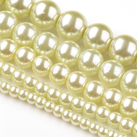 Abalorios de vidrio teñido de perla redondos HY-X0001-08-1
