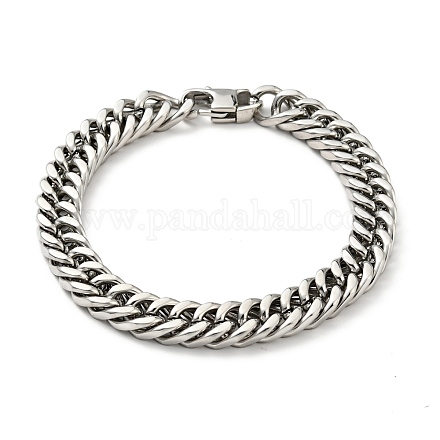 201 Stainless Steel Cuban Link Chains Bracelet for Men Women BJEW-H550-03D-P-1