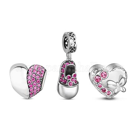 TINYSAND Loving Shoes Set Sterling Silver Cubic Zirconia European Beads TS-Cset-075-1
