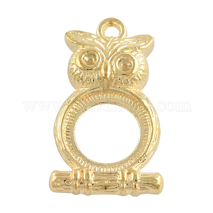 Alliage chouette style tibétain dos ouvert supports pendentif cabochon X-TIBEP-21120-G-RS-1