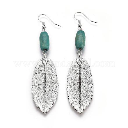 Alloy Leaf Dangle Earrings EJEW-PJE597-02-1