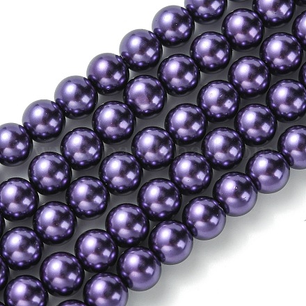 Hebras de cuentas redondas de perlas de vidrio teñidas ecológicas X-HY-A002-8mm-RB099-1