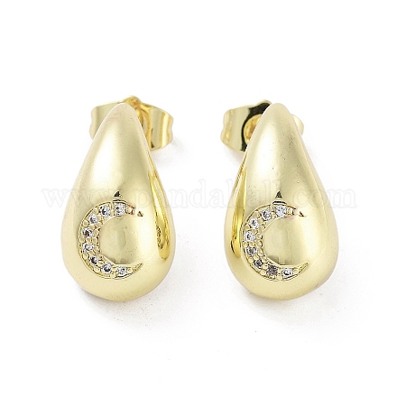 Серьги-гвоздики из латуни с цирконием для женщин EJEW-B047-02G-09-1