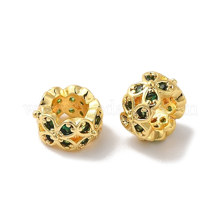 Долговечные бусины из латуни с микропаве и прозрачным фианитом KK-K381-18B-G01-1