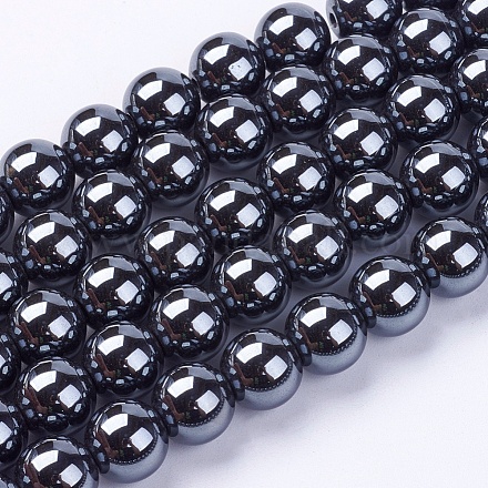 Chapelets de perles en hématite synthétique sans magnétiques G-H1623-8mm-2-1