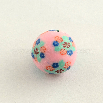 Handmade Flower Pattern Polymer Clay Beads CLAY-Q175-08-1