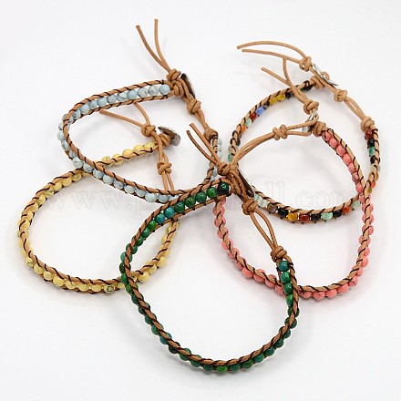 Fashionable Gemstone Cord Beaded Bracelets BJEW-N211-M-1