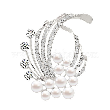 Butterfly Alloy Acrylic Pearl Brooches JEWB-N0049-45B-1
