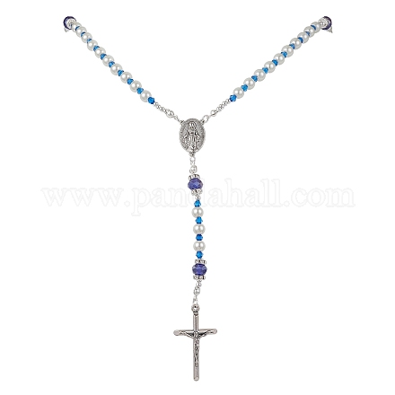 Collares de cuentas de rosario de acrílico y vidrio NJEW-JN04605-1