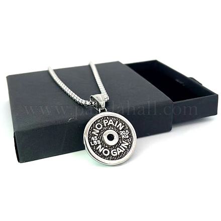 Скандинавские ожерелья с подвеской в виде гантели из нержавеющей стали в стиле панк для мужчин и женщин BU6110-2-1