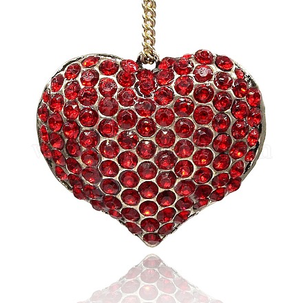 Idee romantiche di San Valentino per il suo argento antico placcato rhinestone della lega ciondoli cuore per le donne pendente collana fare RB-J210-21AS-1
