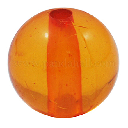Orange Color Transparent Acrylic Round Beads X-PL572Y-13-1
