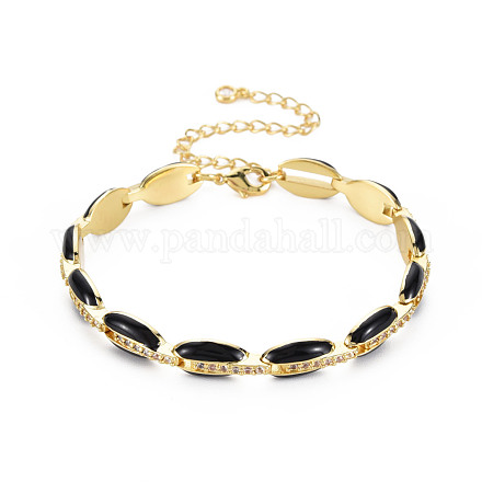Brass Micro Pave Cubic Zirconia Link Chain Bracelet for Women BJEW-T020-05G-04-1