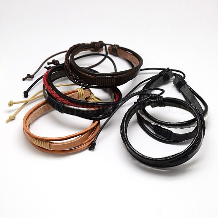 Trendy Unisex Casual Style Multi-Strand Wax and Leather Cord Bracelets X-BJEW-L295-M-1