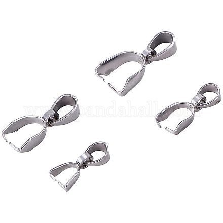 PH PandaHall 40 pcs 4 Sizes 304 Stainless Steel Pinch Bails Pinch Clip Bail Clasp Dangle Charm Bead Pendant Connector Findings for Pendants Necklace Jewelry DIY Craft Making STAS-PH0018-79-1