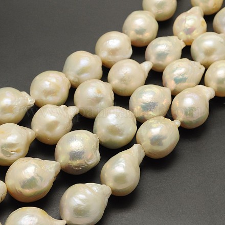 Fili di perle d'acqua dolce coltivate naturali nucleate di zucca PEAR-F001-08-1