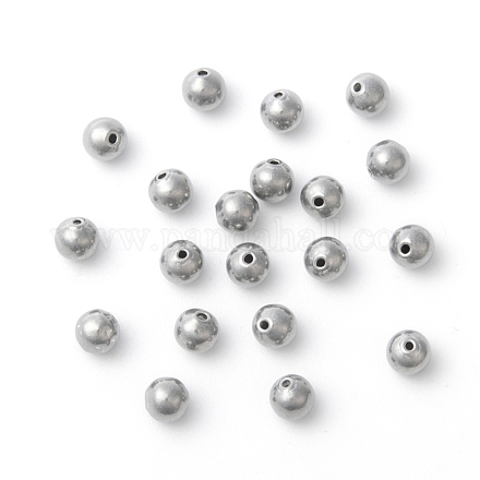 6 mm grau Aluminium runden Perlen für Schmuck machen Verzierungen diy Handwerk X-ALUM-A001-6mm-1
