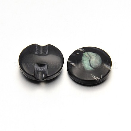 Planas redondas botones de vástago de resina para el diseño de ropa BUTT-F041-01-1